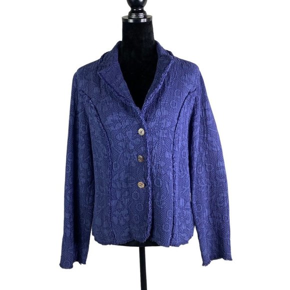 Tianello Jackets & Blazers - Tianello Penelope periwinkle Fringed Blazer Jacket Womens jacquard size small